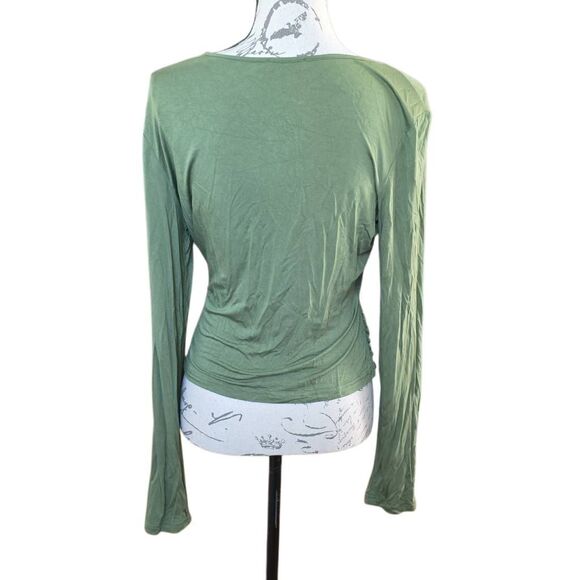 Vetior Women's Size XL Moss Green Long Sleeve Wrap Style Modal Skimming Blouse - Picture 6 of 6